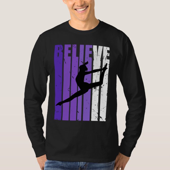 Dance Believe Silhouette Colorful Purple Leaping T Shirt (Framsida)