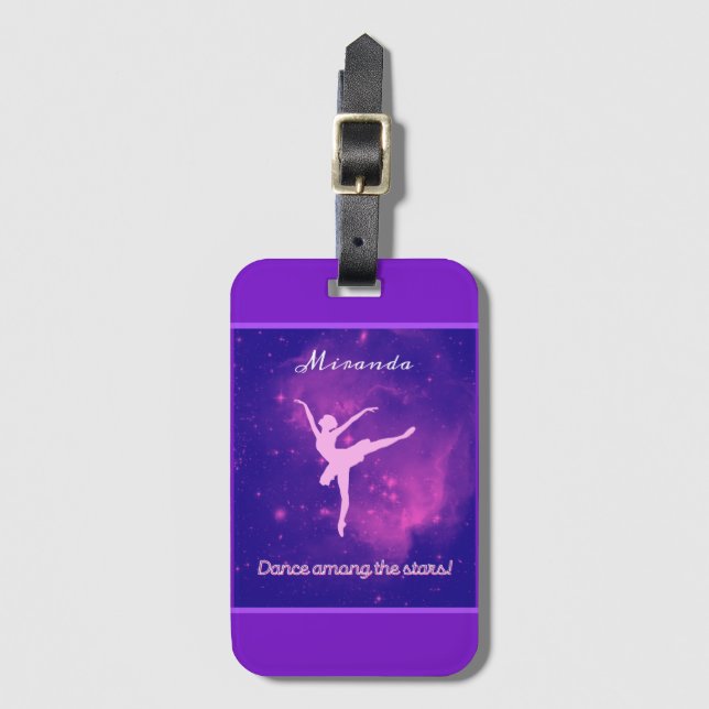 Dance between Stars Ballerina Galaxy Bagagebricka (Framsida vertikal)