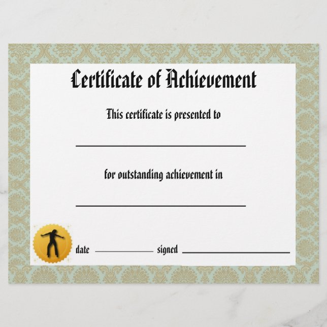 Dance Certificate of Achievement - Damask Jazz Reklamblad (Framsidan)