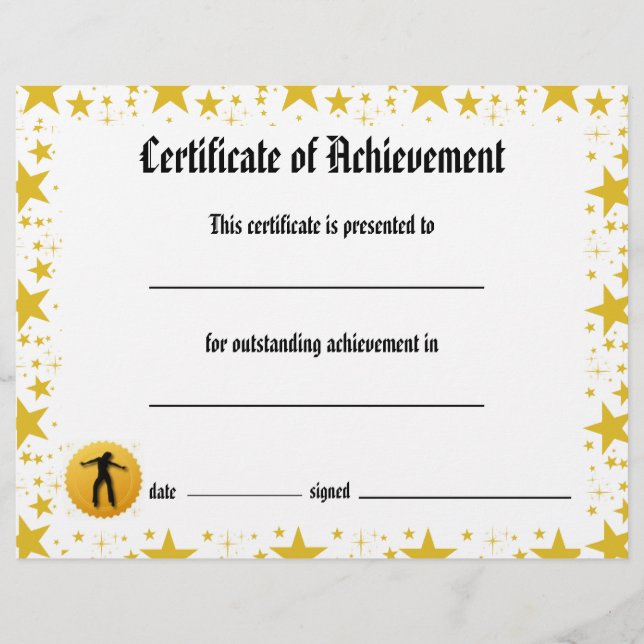 Dance Certificate of Achievement - Stars Jazz Reklamblad (Framsidan)