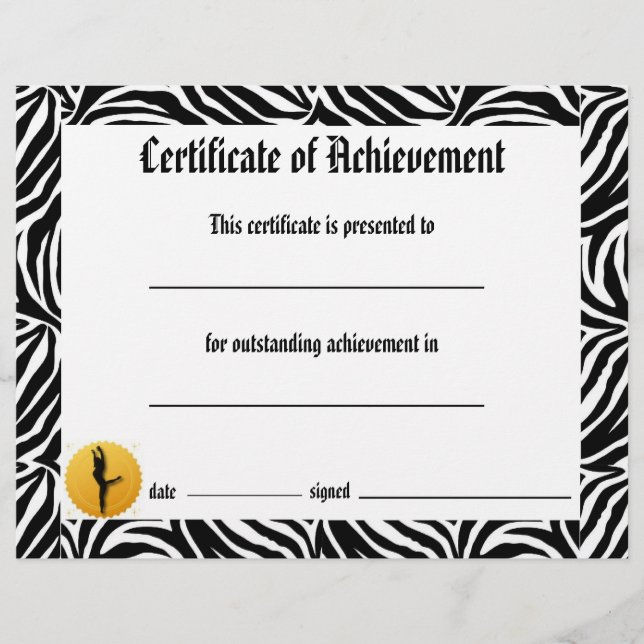 Dance Certificate of Achievement - Zebra Lyrical (Framsida)
