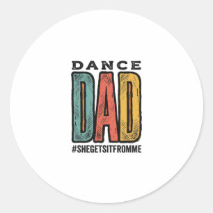 Dance Dad Vintage Typography T-Shirt Design_1 Runt Klistermärke
