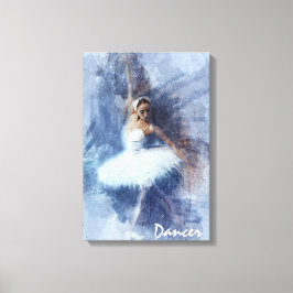 Dance, Dancer, Ballet, Blue, White Kanvastryck