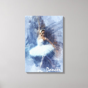 Dance, Dancer, Ballet, Blue, White Kanvastryck