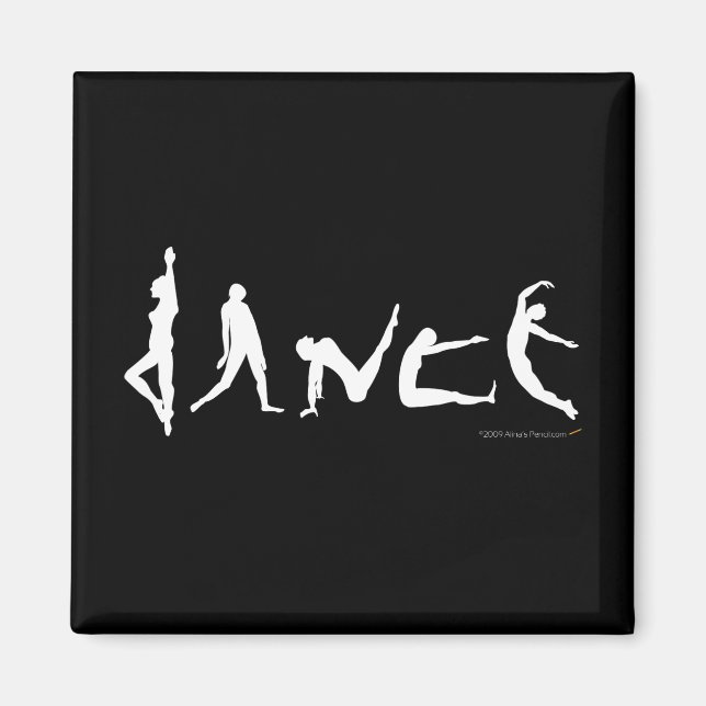 Dance Dancing Silhouette Black and White Magnet (Framsidan)