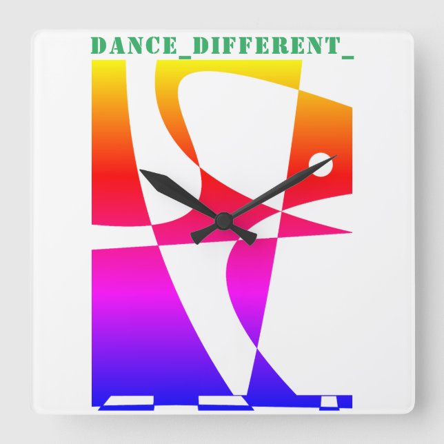 DANCE_DIFFERENT_ Regnbåge Fyrkantig Klocka (Framsida)