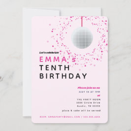 Dance Disco Boll Retro Birthday Rosa Black Party Inbjudningar