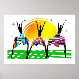 Dance för afrikanska kvinnor som mäter samtal poster