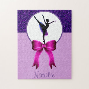 Dance Girls Glitter och Bow Lila Jigszle Puzzle Pussel