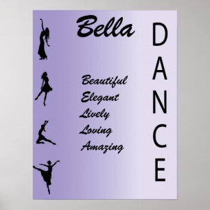 Dance Girls Namn Art Wall Print Poster