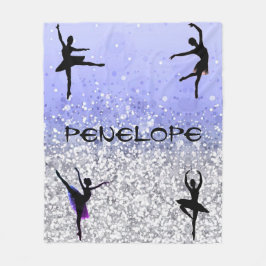 Dance Girls Sparkly Ballerina Blanket w/ her namn Fleecefilt