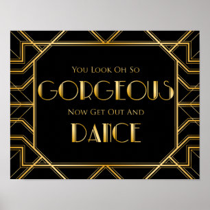 Dance Golv Bröllop Sign   Gatsby Art Deco Poster