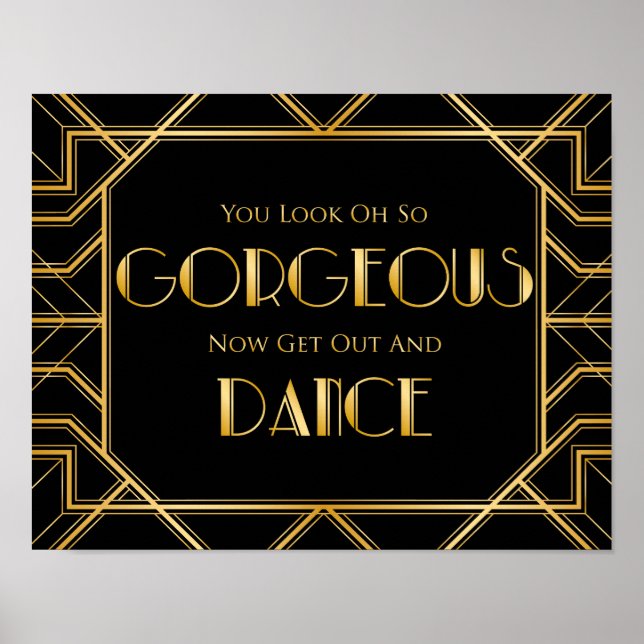 Dance Golv Bröllop Sign | Gatsby Art Deco Poster (Framsidan)
