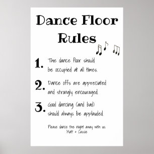 Dance Golv Regler Bröllop Decor Sign Poster