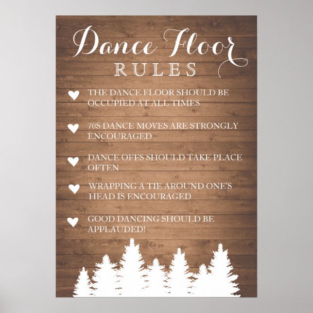 Dance Golv Regler bröllop | ROLIGT GRÄS TRÄD Poster (Framsidan)