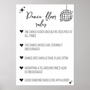 Dance Golv Regler tecken Funny bröllop decor Poster