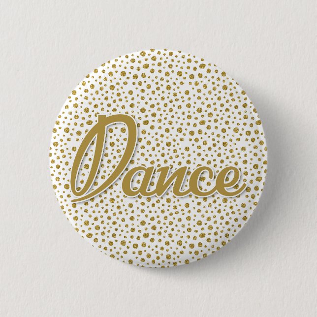 Dance Guld Dots - Guld White Dancing Knapp (Framsida)