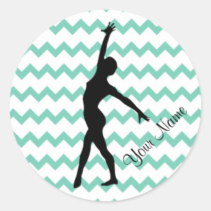 Dance Gymnastics eget namn Chevron Runt Klistermärke