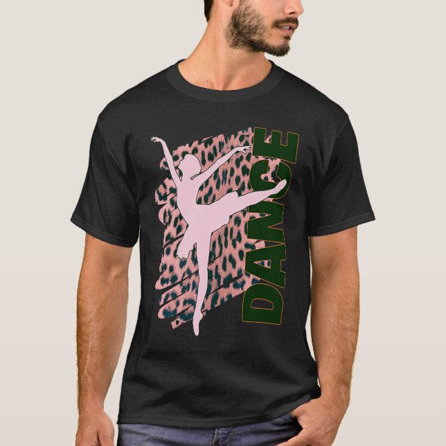 Dance Hot Pink Leopard Print Ballerina Dancer Teac T Shirt (Framsida)