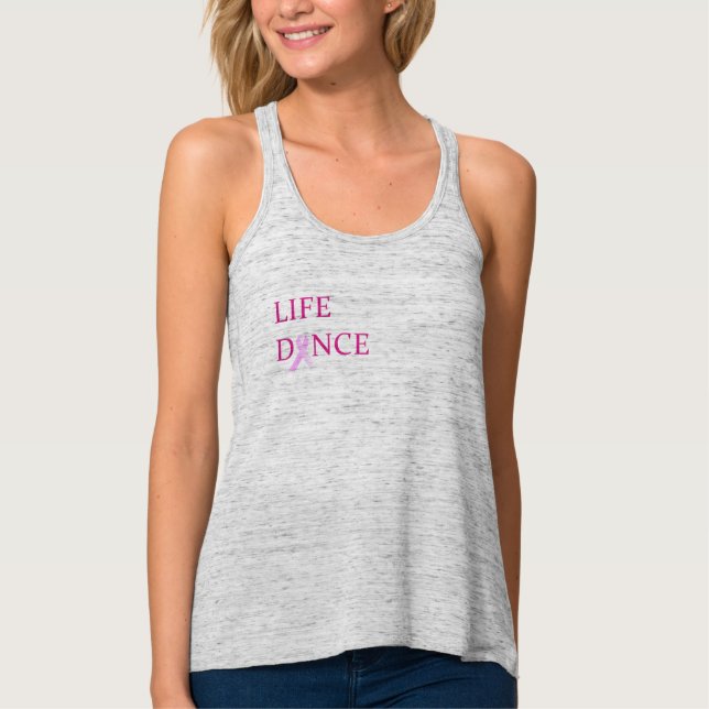 Dance in Rain Breast Cancer Awareness Tanktop Linne Med Racerback (Framsida)