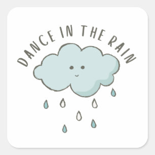 Dance in Rain Stickers Fyrkantigt Klistermärke