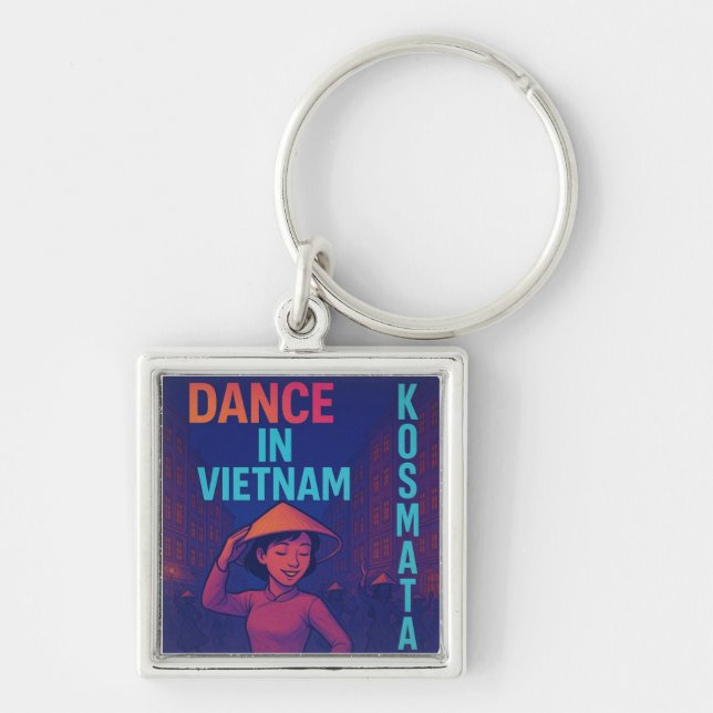 Dance in Vietnam - Schlüsselanhänger Fyrkantig Silverfärgad Nyckelring (Framsidan)