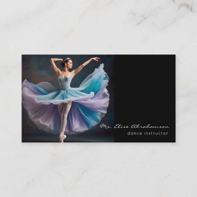 Dance Instructor Ballet Ballerina Teacher Visitkort (Framsida)