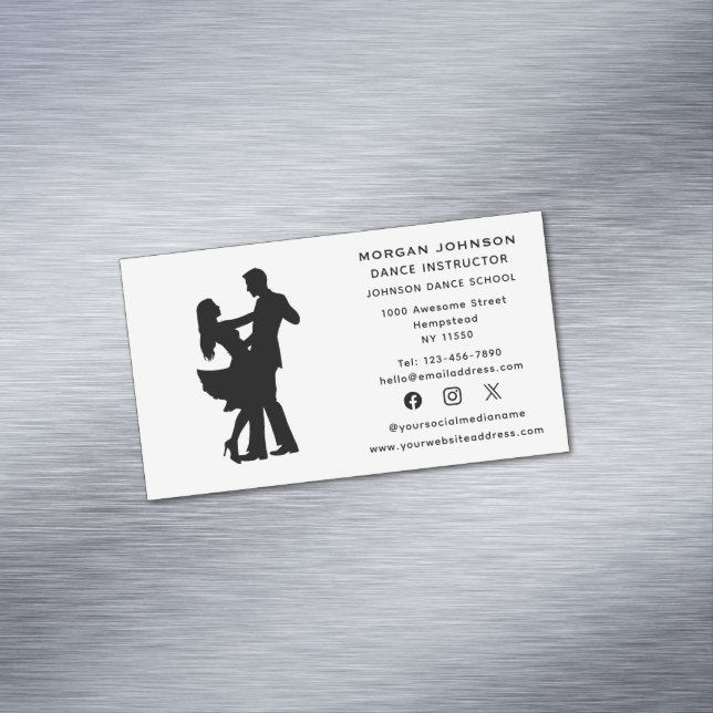 Dance Instructor Ballroom Dancing Social Media Magnetiska Visitkort (In Situ)