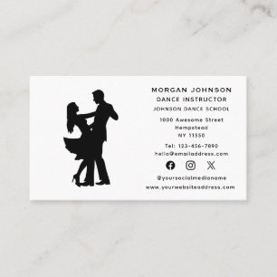 Dance Instructor Ballroom Dancing Social Media Visitkort