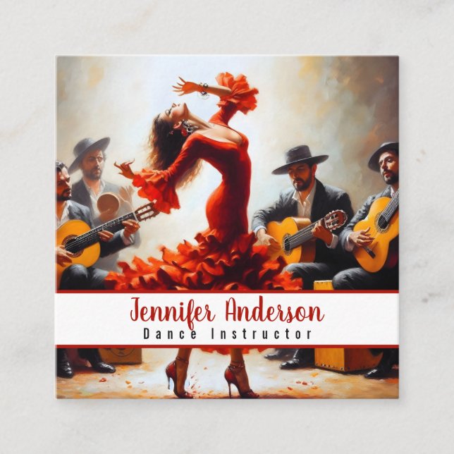 Dance Instructor Flamenco Band Fyrkantigt Visitkort (Framsida)