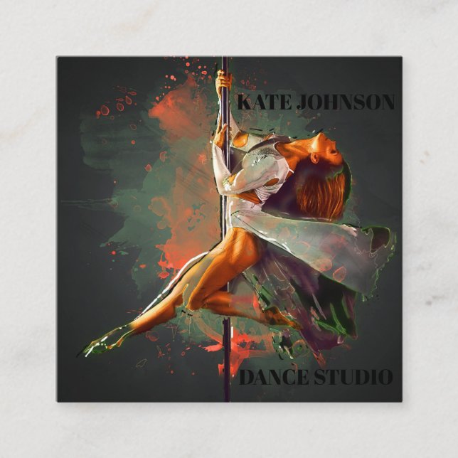 Dance, Instruktor, Studio Fyrkantigt Visitkort (Framsida)