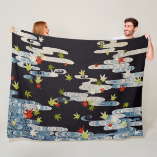 DANCE KIMONO,RUNNING VATTEN,FALLANDE LÖV Blommigt Fleecefilt