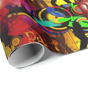 Dance Klubb Neon Party bakgrund med dansare Presentpapper