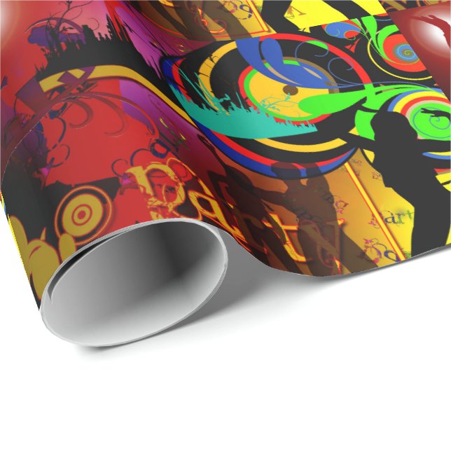 Dance Klubb Neon Party bakgrund med dansare Presentpapper (Rullad Hörn)