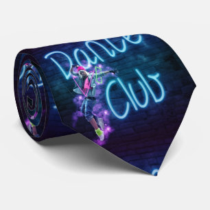Dance Klubb with dancer and Neon Sign Necktie Slips