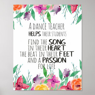 Dance-lärardekoder Ballet Coach Appreciation Gift Poster