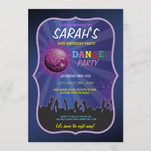 DANCE LÅT OSS GLOW INBJUDAN DISCO BOLL FÖDELSEDAGS