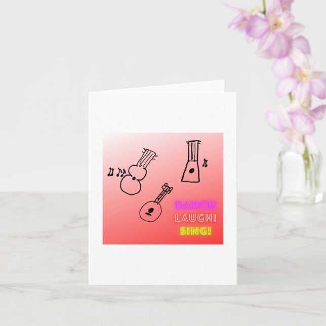 Dance Laugh Sjunga Ukuleles Blank Kort (Orkide)
