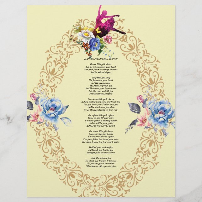 Dance Little Girl Dance Dikt på Linen Papper (Framsida)