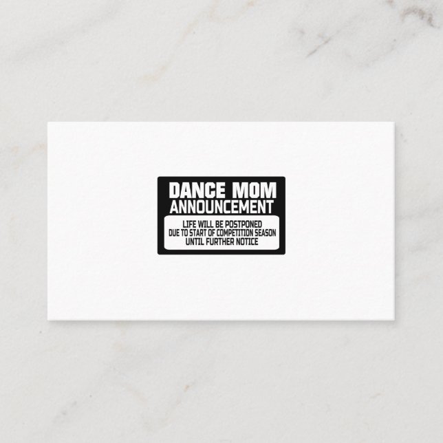 Dance Mamma annons Visitkort (Framsida)