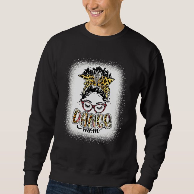 Dance Mamma Leopard Messy Bun leached Women Mor' Lång Ärmad Tröja (Framsida)