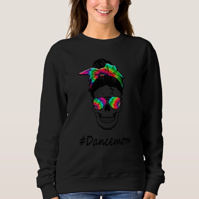 Dance Mamma Tie Dye Messy Bun Mors dag T Shirt (Framsida)