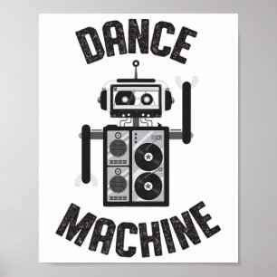 Dance Maskin Vintage Retro 80s Robot Poster