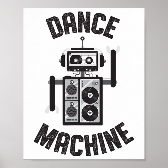 Dance Maskin Vintage Retro 80s Robot Poster (Framsidan)