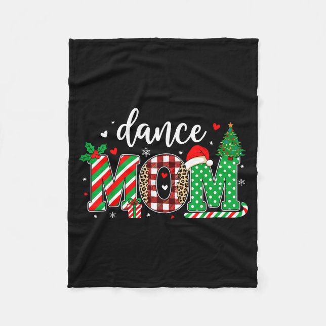 Dance Mom Christmas Buffalo Plaid Leopard Santa Ha Fleecefilt (Framsidan)