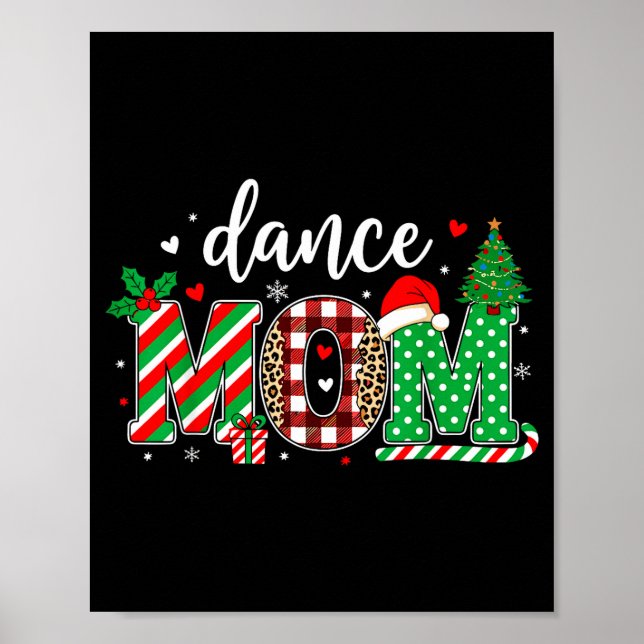 Dance Mom Christmas Buffalo Plaid Leopard Santa Ha Poster (Framsidan)