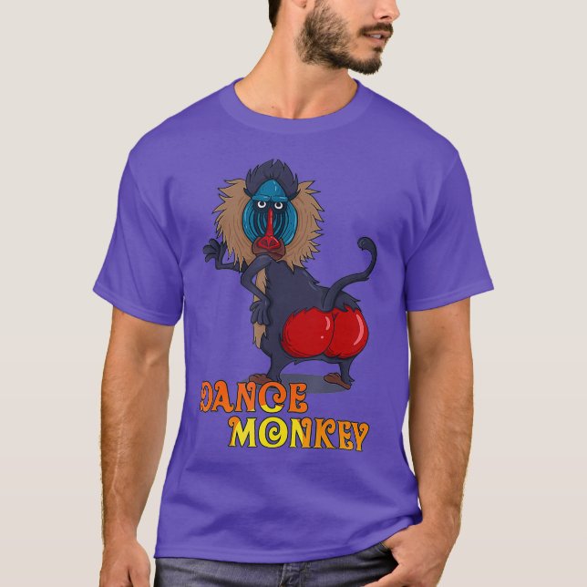 Dance Monkey baboon-apa med rött stam disco T Shirt (Framsida)