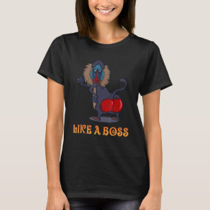 Dance Monkey - som en Chef-baboon-apa med rött T Shirt
