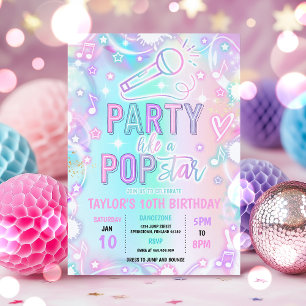 Dance Music Tie Dye Neon Glow Birthday Inbjudningar