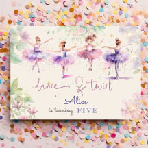 Dance och twirl ballerina vattenfärgfödelsedags